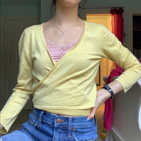 BCBG silk wrap cardigan top - Picture 3 of 7